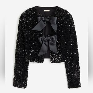 New H&M Sequined Bow-Front Jacket